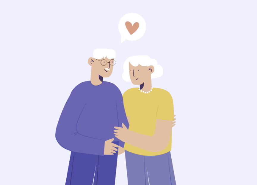 Dessin d'un couple de personnes âgées.